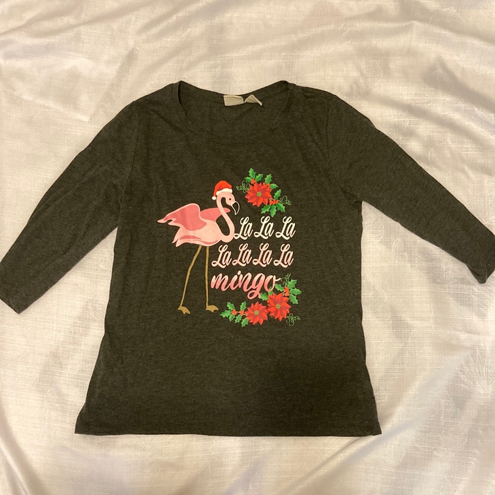 Caribbean Joe Christmas Flamingo Medium Three Quarter Sleeve Shirt